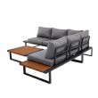 Ecksofa-Set für den Außenbereich mit verstellbarer Rückenlehne und Beistelltischen in Holzoptik - 11C03E