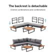 Ecksofa-Set für den Außenbereich mit verstellbarer Rückenlehne und Beistelltischen in Holzoptik - 11C03E
