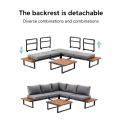 Ecksofa-Set für den Außenbereich mit verstellbarer Rückenlehne und Beistelltischen in Holzoptik - 11C03E