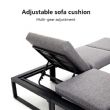 Ecksofa-Set für den Außenbereich mit verstellbarer Rückenlehne und Beistelltischen in Holzoptik - 11C03E