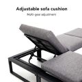 Ecksofa-Set für den Außenbereich mit verstellbarer Rückenlehne und Beistelltischen in Holzoptik - 11C03E