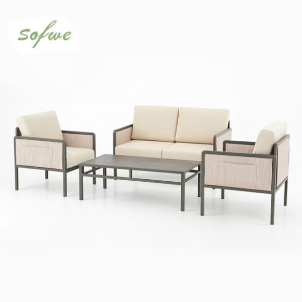 4-teiliges Gartenmöbel-Set mit Glastisch - 11C03H