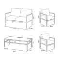 4-teiliges Gartenmöbel-Set mit Glastisch - 11C03H
