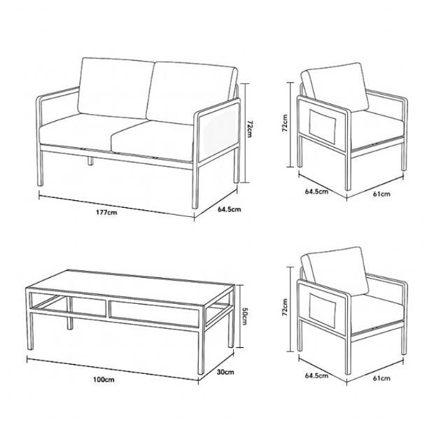 4-teiliges Gartenmöbel-Set mit Glastisch - 11C03H