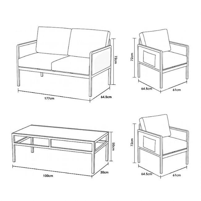 4-teiliges Gartenmöbel-Set mit Glastisch - 11C03H