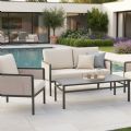 4-teiliges Gartenmöbel-Set mit Glastisch - 11C03H