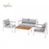 4-teiliges Gartensofa-Set aus Aluminium mit Holzmaserung - 11C11D