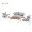 4-teiliges Gartensofa-Set aus Aluminium mit Holzmaserung - 11C11D