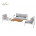 4-teiliges Gartensofa-Set aus Aluminium mit Holzmaserung - 11C11D