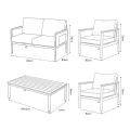 4-teiliges Gartensofa-Set aus Aluminium mit Holzmaserung - 11C11D