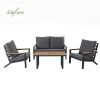 4-teiliges schwarzes Outdoor-Aluminium-Sofa-Set - 11C11F