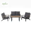 4-teiliges schwarzes Outdoor-Aluminium-Sofa-Set - 11C11F