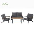 4-teiliges schwarzes Outdoor-Aluminium-Sofa-Set - 11C11F