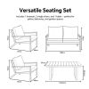 4-teiliges schwarzes Outdoor-Aluminium-Sofa-Set - 11C11F