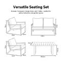 4-teiliges schwarzes Outdoor-Aluminium-Sofa-Set - 11C11F