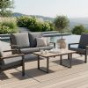 4-teiliges schwarzes Outdoor-Aluminium-Sofa-Set - 11C11F