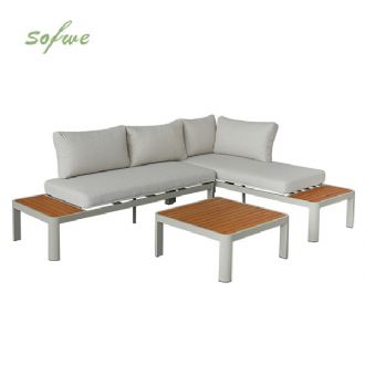 Outdoor-Ecksofa-Set mit verstellbarer Rückenlehne und...