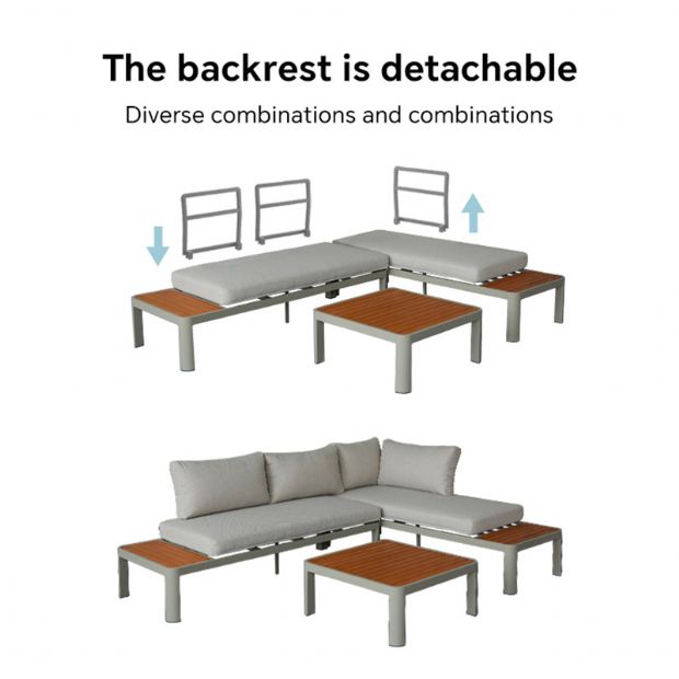 Outdoor-Ecksofa-Set mit verstellbarer Rückenlehne und Zweisitzer - 11C11G