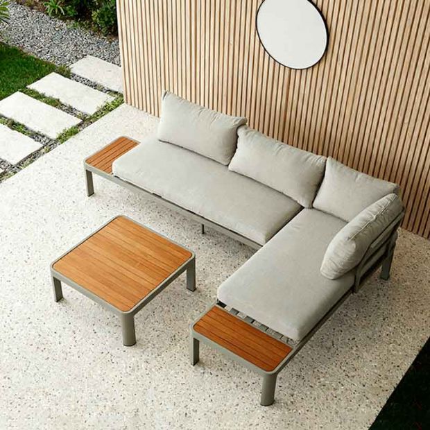 Outdoor-Ecksofa-Set mit verstellbarer Rückenlehne und Zweisitzer - 11C11G