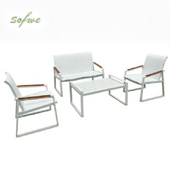 Weißes 4-teiliges Outdoor-Sofa-Set aus Aluminium