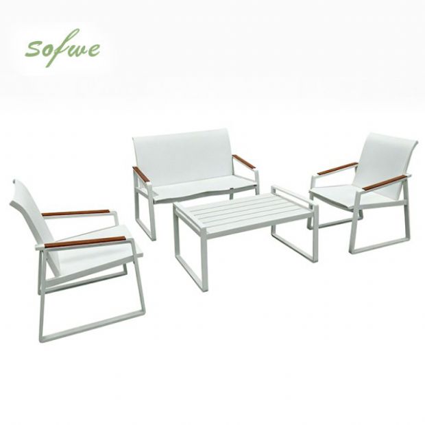 Weißes 4-teiliges Outdoor-Sofa-Set aus Aluminium - 11C11J