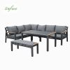 Aluminium-Ecksofa-Set für den Außenbereich mit Couchtisch und Fußhocker - 11C12A
