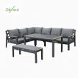 Aluminium-Ecksofa-Set für den Außenbereich mit Couchtisch und Fußhocker - 11C12A