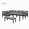 Aluminium-Ecksofa-Set für den Außenbereich mit Couchtisch und Fußhocker - 11C12A