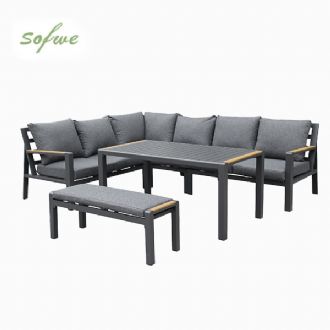 Aluminium-Ecksofa-Set für den Außenbereich mit Couchtisch...