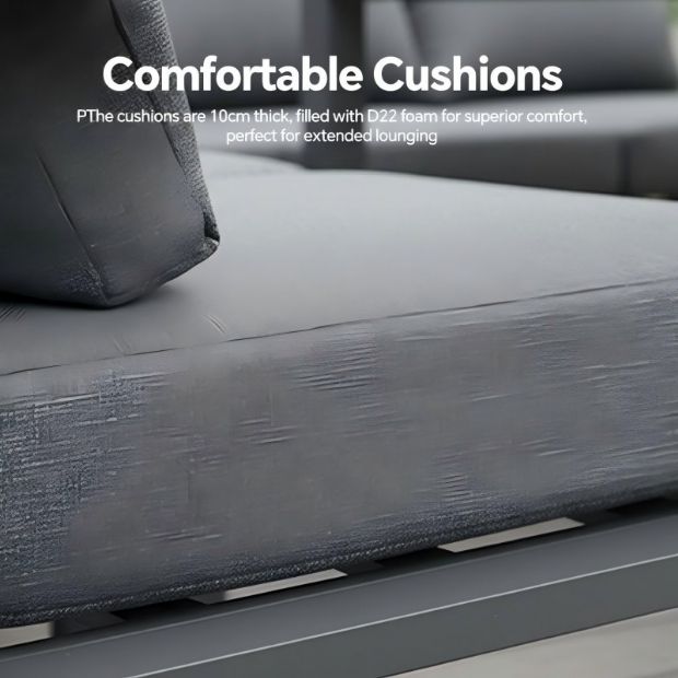 Aluminium-Ecksofa-Set für den Außenbereich mit Couchtisch und Fußhocker - 11C12A