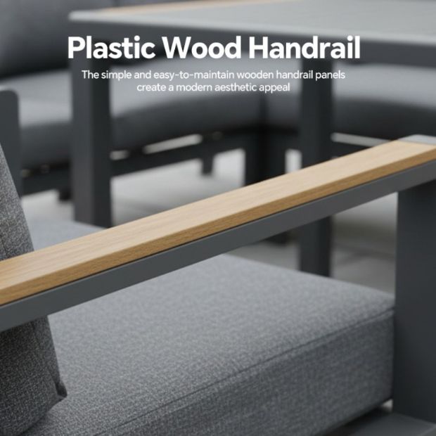 Aluminium-Ecksofa-Set für den Außenbereich mit Couchtisch und Fußhocker - 11C12A