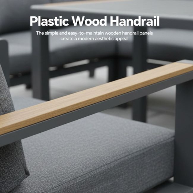 Aluminium-Ecksofa-Set für den Außenbereich mit Couchtisch und Fußhocker - 11C12A