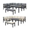 Aluminium-Ecksofa-Set für den Außenbereich mit Couchtisch und Fußhocker - 11C12A