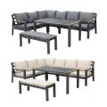 Aluminium-Ecksofa-Set für den Außenbereich mit Couchtisch und Fußhocker - 11C12A