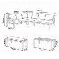 Aluminium-Ecksofa-Set für den Außenbereich mit Couchtisch und Fußhocker - 11C12A
