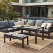 Aluminium-Ecksofa-Set für den Außenbereich mit Couchtisch und Fußhocker - 11C12A
