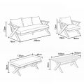 Großhandel Moderne Design-Lounge-Sofagarnituren für den Außenbereich mit Tisch mit X-Beinen und Bank - 11C12B