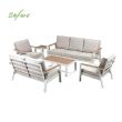 Großhandel 6-teiliges Outdoor-Sofaset aus pulverbeschichtetem Aluminium mit WPC-Lamellentisch - 11C12C