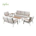 Großhandel 6-teiliges Outdoor-Sofaset aus pulverbeschichtetem Aluminium mit WPC-Lamellentisch - 11C12C