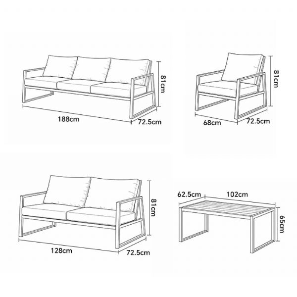 Großhandel Modernes Outdoor-Garten-Sofa-Set in kompaktem Design, 5-teiliges Sitzmöbel-Set mit Stahlrahmen - 11C12E