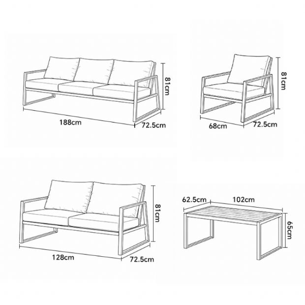 Großhandel Modernes Outdoor-Garten-Sofa-Set in kompaktem Design, 5-teiliges Sitzmöbel-Set mit Stahlrahmen - 11C12E