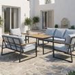 Großhandel Modernes Outdoor-Garten-Sofa-Set in kompaktem Design, 5-teiliges Sitzmöbel-Set mit Stahlrahmen - 11C12E