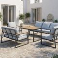 Großhandel Modernes Outdoor-Garten-Sofa-Set in kompaktem Design, 5-teiliges Sitzmöbel-Set mit Stahlrahmen - 11C12E