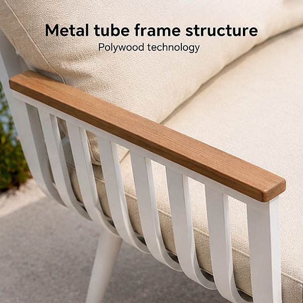 HF Patios Fabrik-Großhandel KD-Aluminium-Gartensofaset mit Sitzkissen und Couchtisch für den Outdoor-Bereich - 11C12I