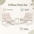 3-teiliges Terrassen-Lounge-Set im Großhandel mit dicken Kissen und rundem Glastisch für Balkon, Garten und den Außenbereich - 11C12J
