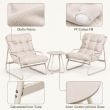 3-teiliges Terrassen-Lounge-Set im Großhandel mit dicken Kissen und rundem Glastisch für Balkon, Garten und den Außenbereich - 11C12J