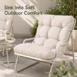 3-teiliges Terrassen-Lounge-Set im Großhandel mit dicken Kissen und rundem Glastisch für Balkon, Garten und den Außenbereich - 11C12J
