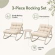 Großhandel: 3-teiliges Outdoor-Schaukel-Terrassenset mit dicken Olefin-Kissen und Tisch mit Stahlplatte für die Balkon-Gartenmöbelausstattung - 11C12L