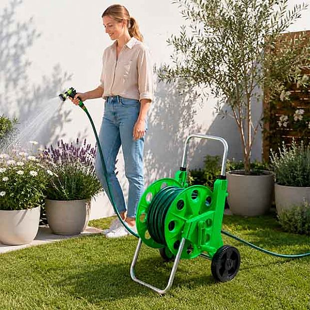 Großhandel: Gartenschlauchwagen für 60 m Schlauch mit Rädern und Verstellbarem Griff - 10Z01C