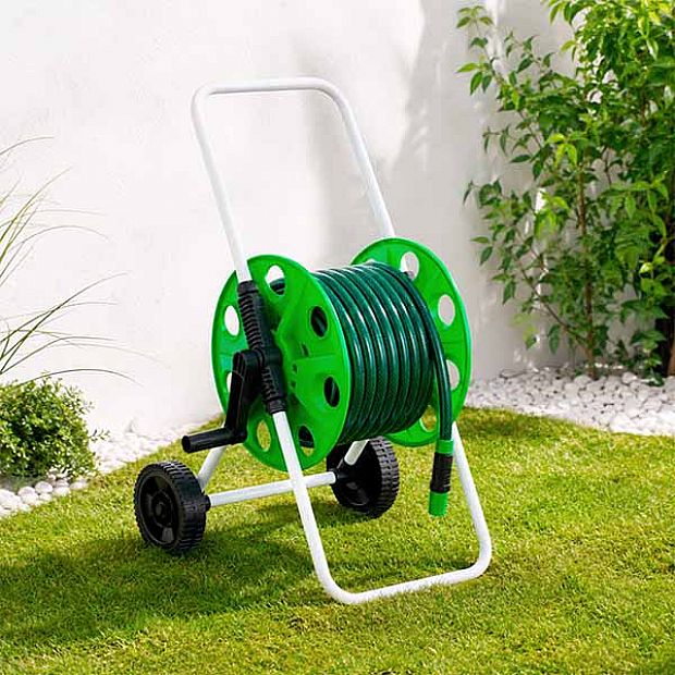 Großhandel: Mobiler Gartenschlauchwagen für 50 m Schlauch mit Rädern und Handkurbel - 10Z01D